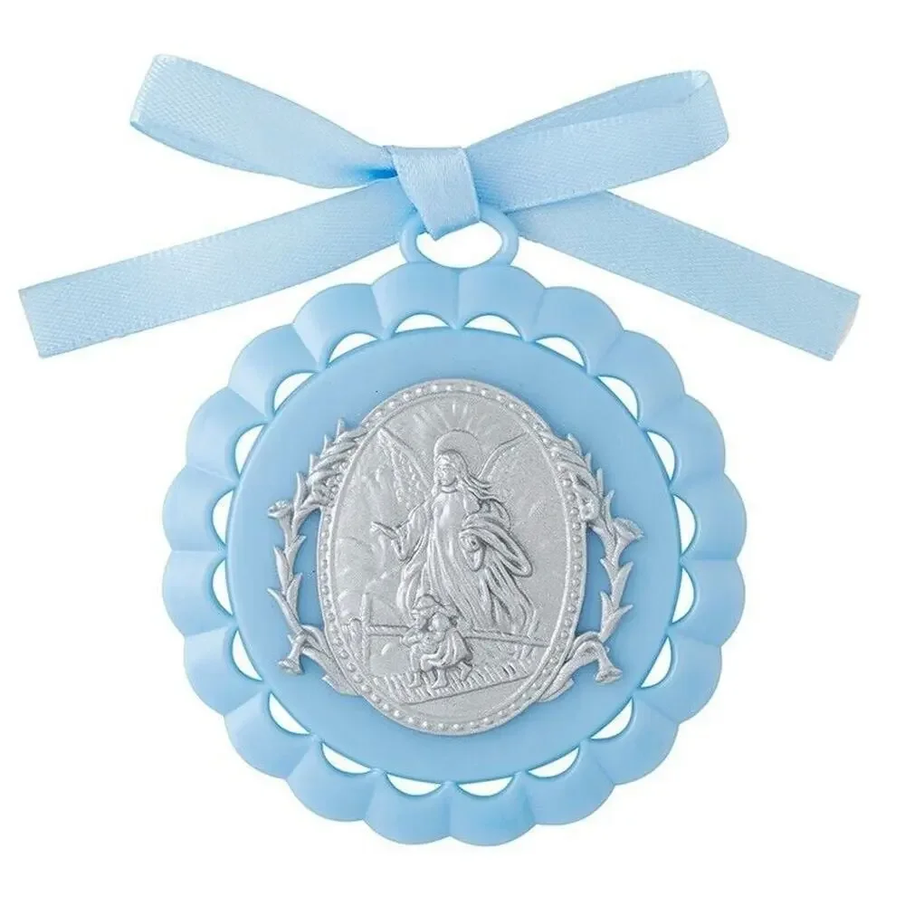 Large Wholesale Lot of 60 Pcs Baby Light Blue Guardian Angel Crib Ribbon Medals - Picture 3 of 3